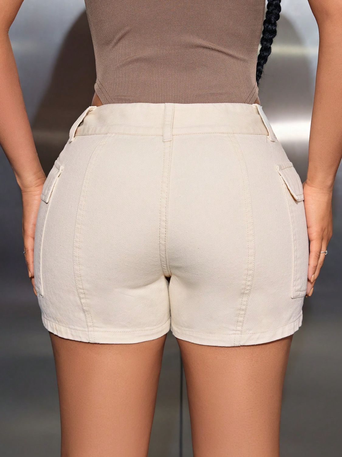 Women's Mid-Rise Khaki Bottoms with Pockets