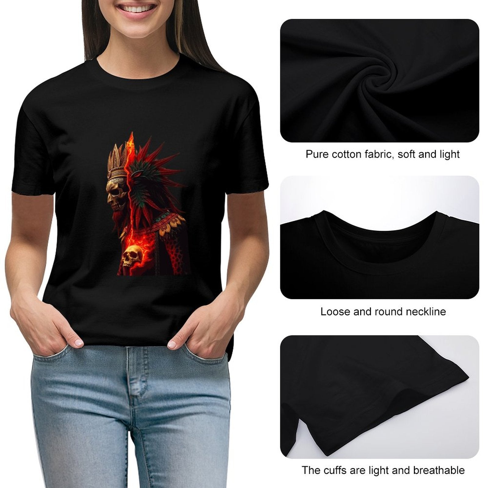 Lost Tribe of Munsieur T-Shirts for Women "Chief Kicka"  (High Definition & Front Printing)