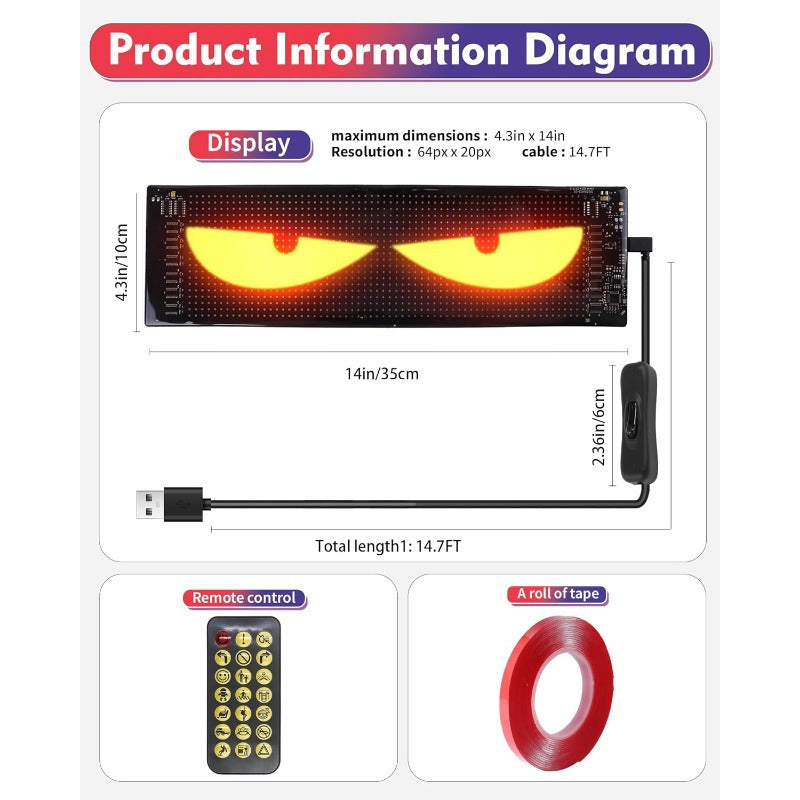 14 Inch Programmable Pixel Panel With Preloaded Animations Scrollable Display For Multi Scenario Use In Support Events Parties And Transportation
