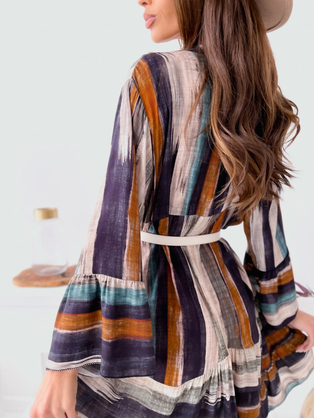 Women's Striped Long Sleeve Mini Dress