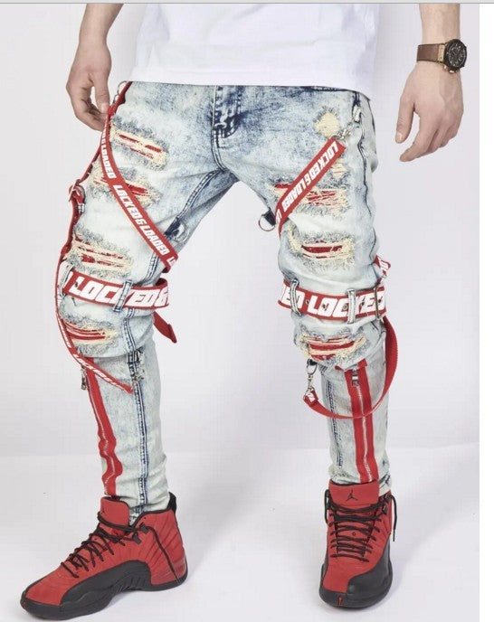 White High-end Denim Men's Pants