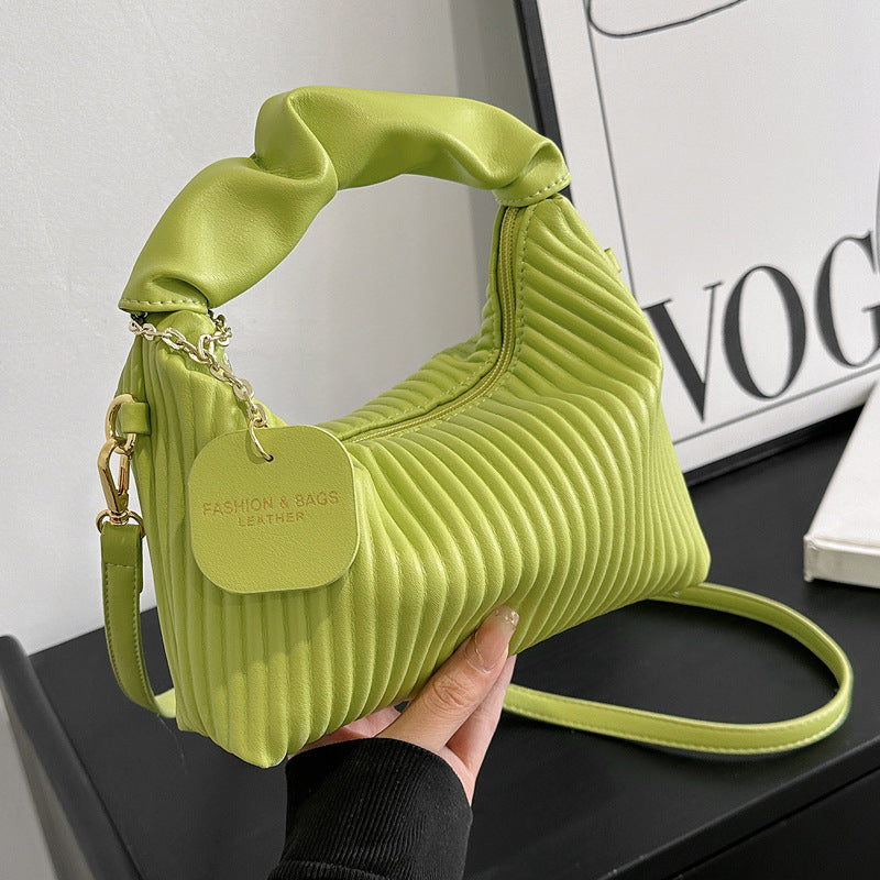 Women's Cloud Crossbody Bag - PU Leather Pleated Tote Bag