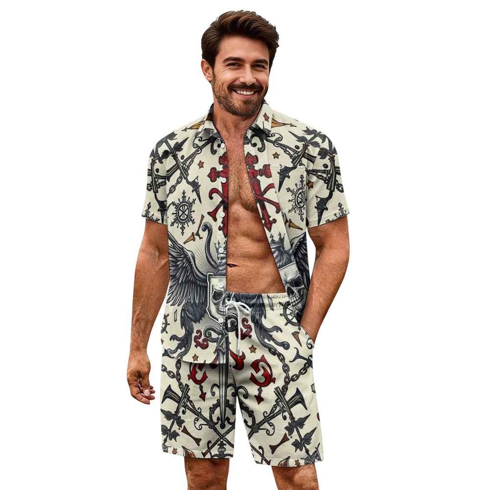 Men's Tropical Shorts Set - Two Piece Summer Beach Outfit