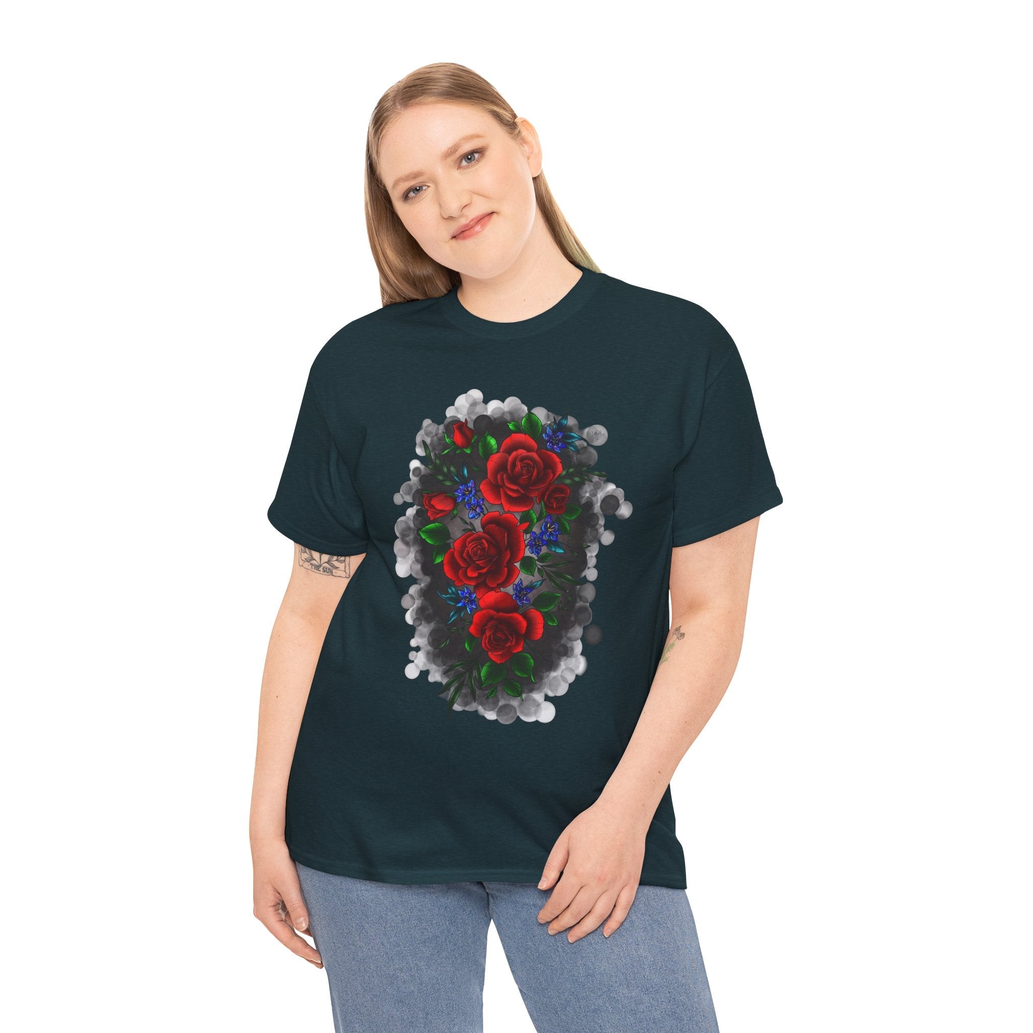 Floral Smoke Tattoo T-Shirt – Lara Davenport x Trash Cult Supply Co. Collab (Gildan 5000)