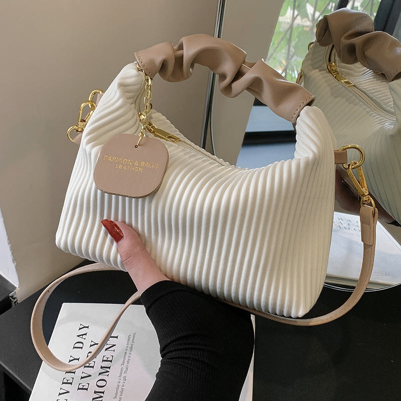 Women's Cloud Crossbody Bag - PU Leather Pleated Tote Bag