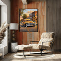 1951 Step-Down Racing Legend Golden Hour Town Wall Art | Vintage Urban Racing Print