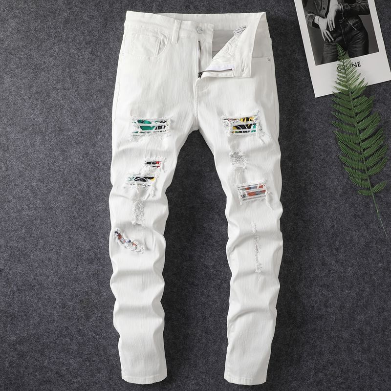 Hole Patched Washed Pants for Men