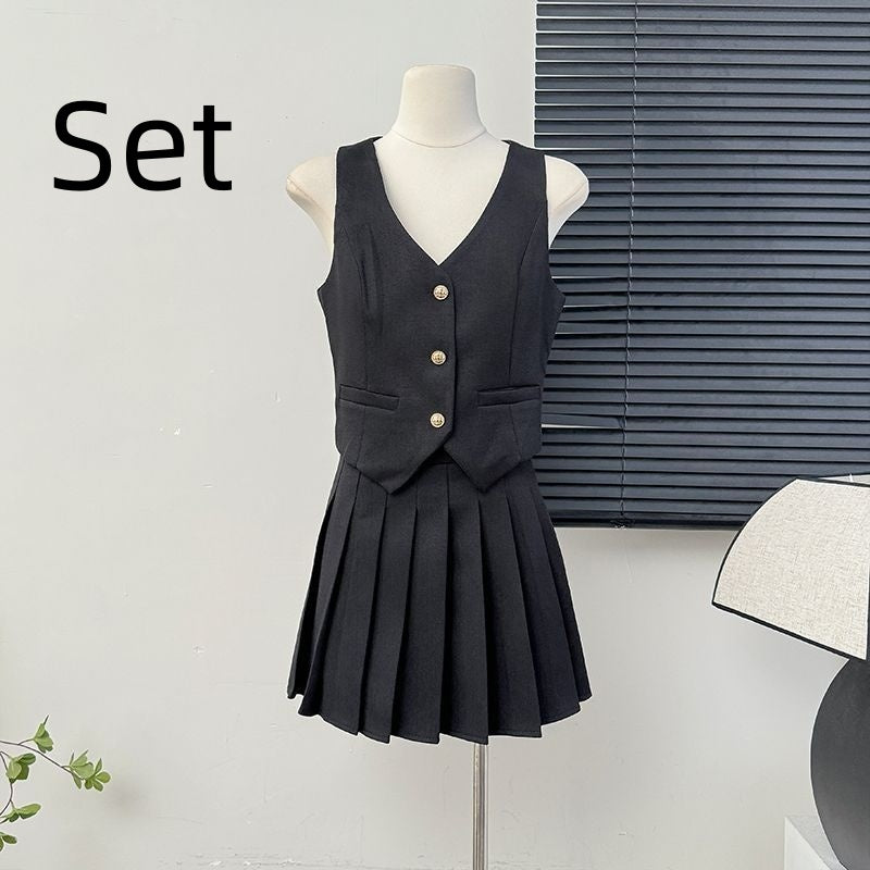Women's Tennis Skirt Set + Blouse High Waist Pleated Two-piece