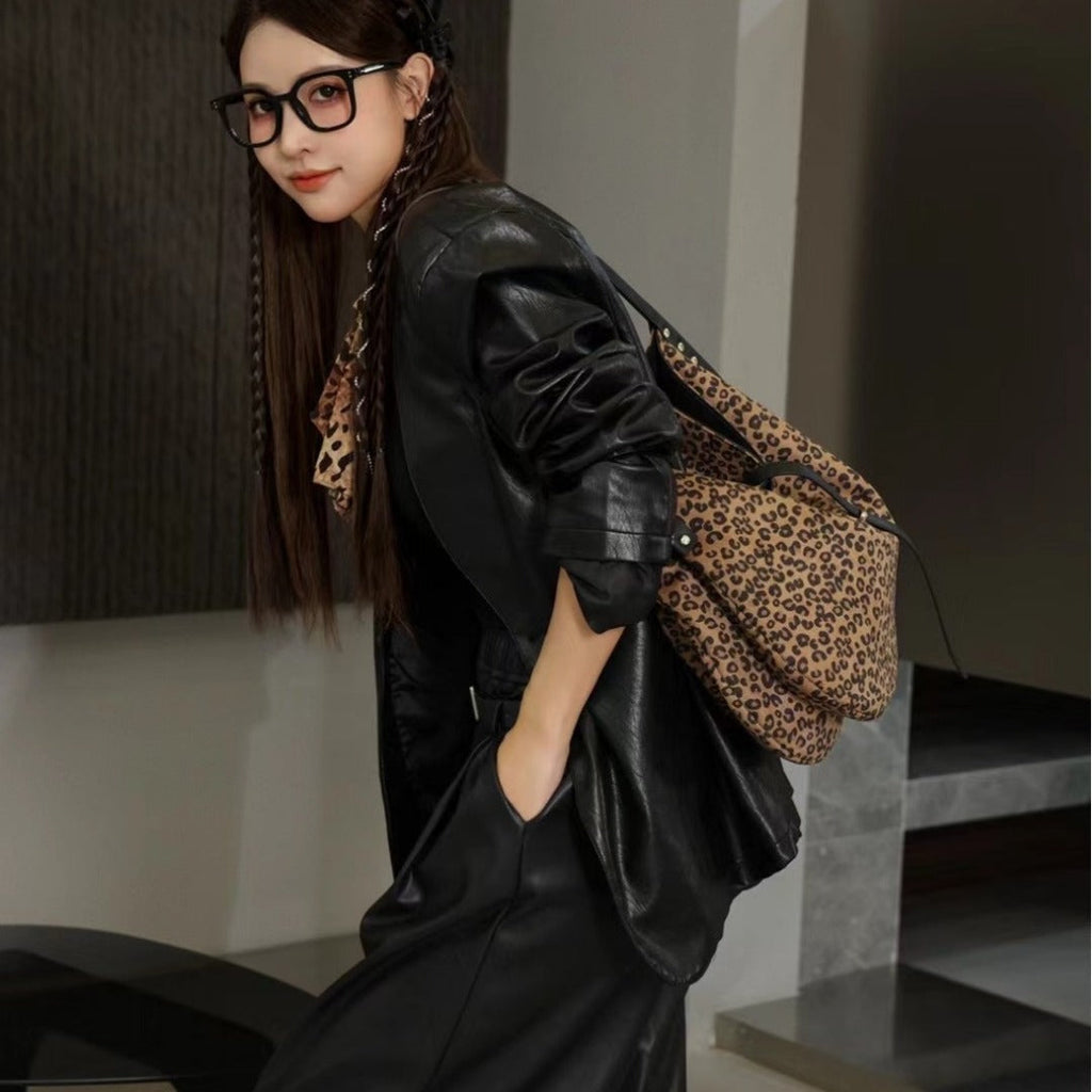 Women's Trendy Leopard Flannel Hobo Crossbody Bag – Large Capacity Shoulder Bag, Casual Versatile Bag for Everyday Use
