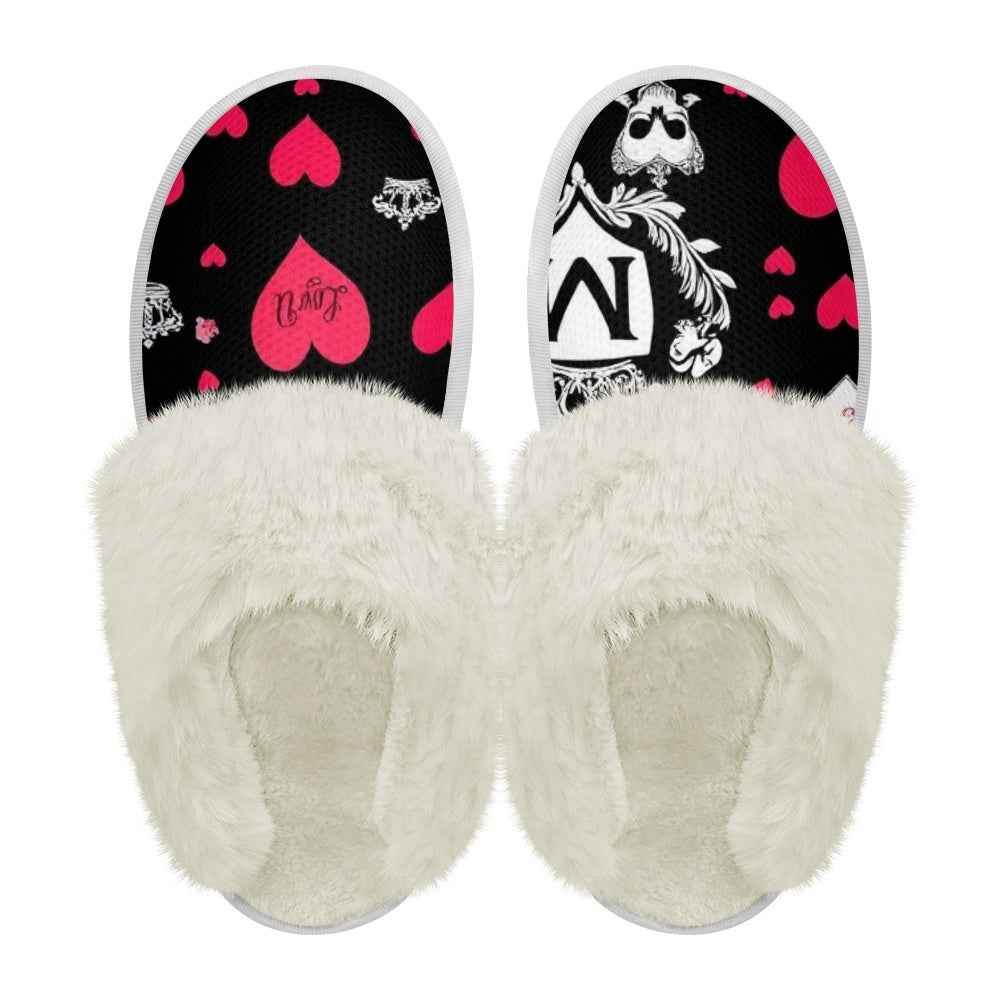 MUNSIEUR Cotton Slippers with fur edges Valentine's Day Collection New Arrivals