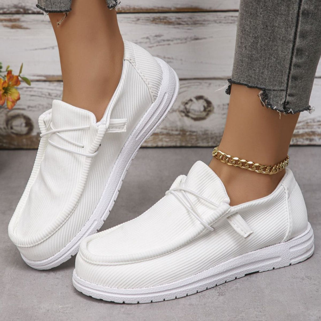 Round Toe Canvas Flats Boots