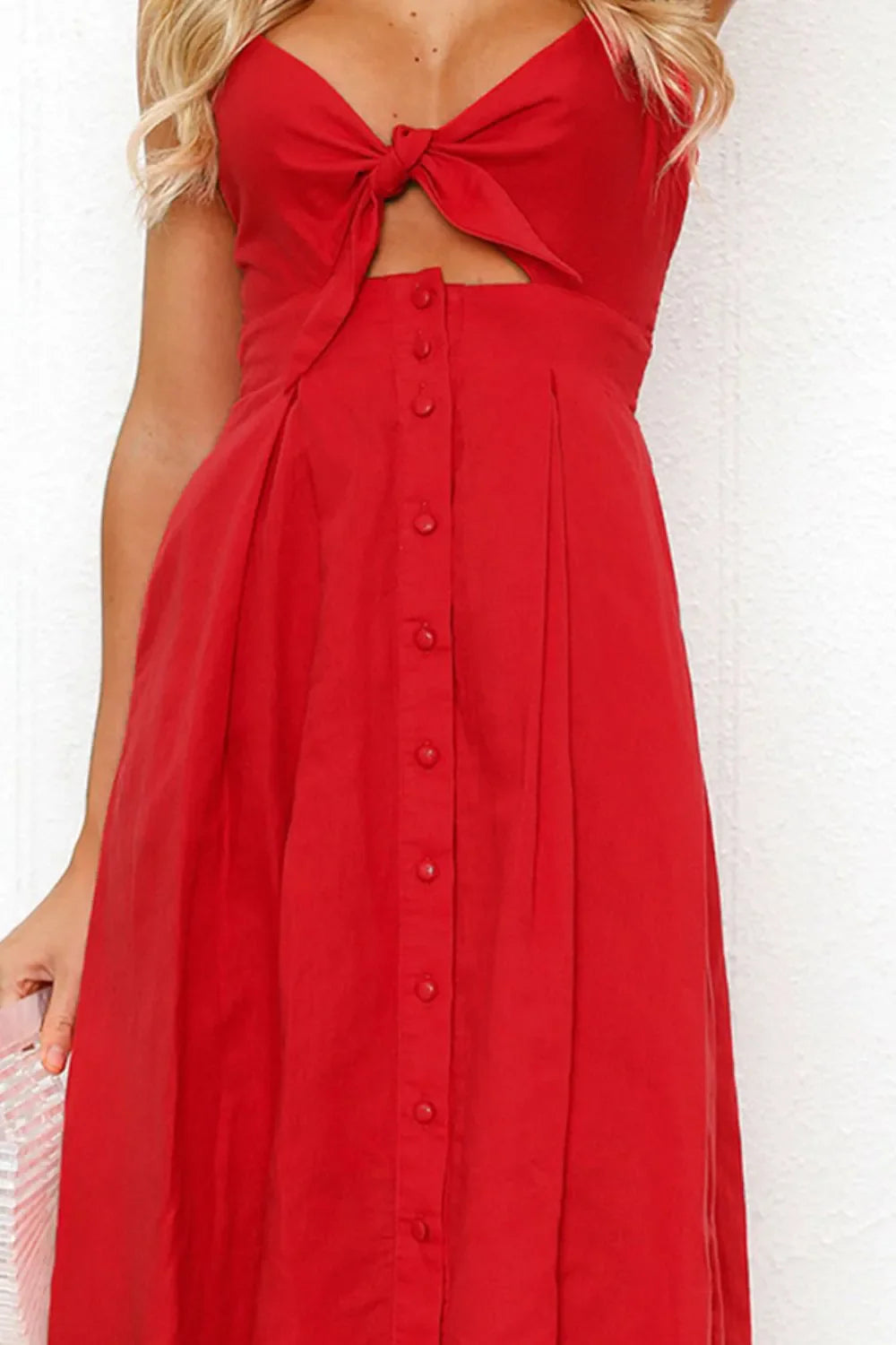Cutout Smocked Neck Cami Dress