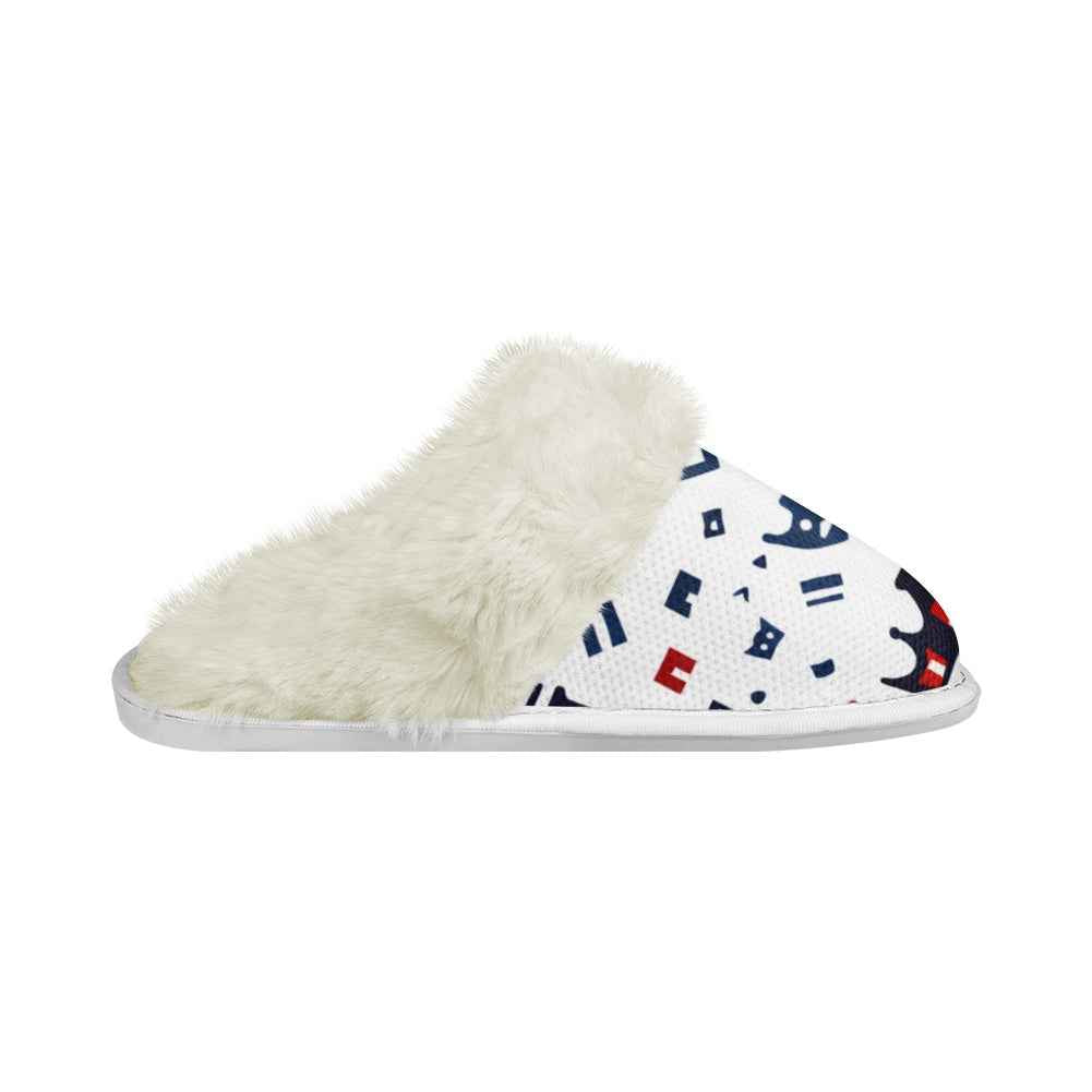 MUNSIEUR Cotton Slippers with Fur Edges