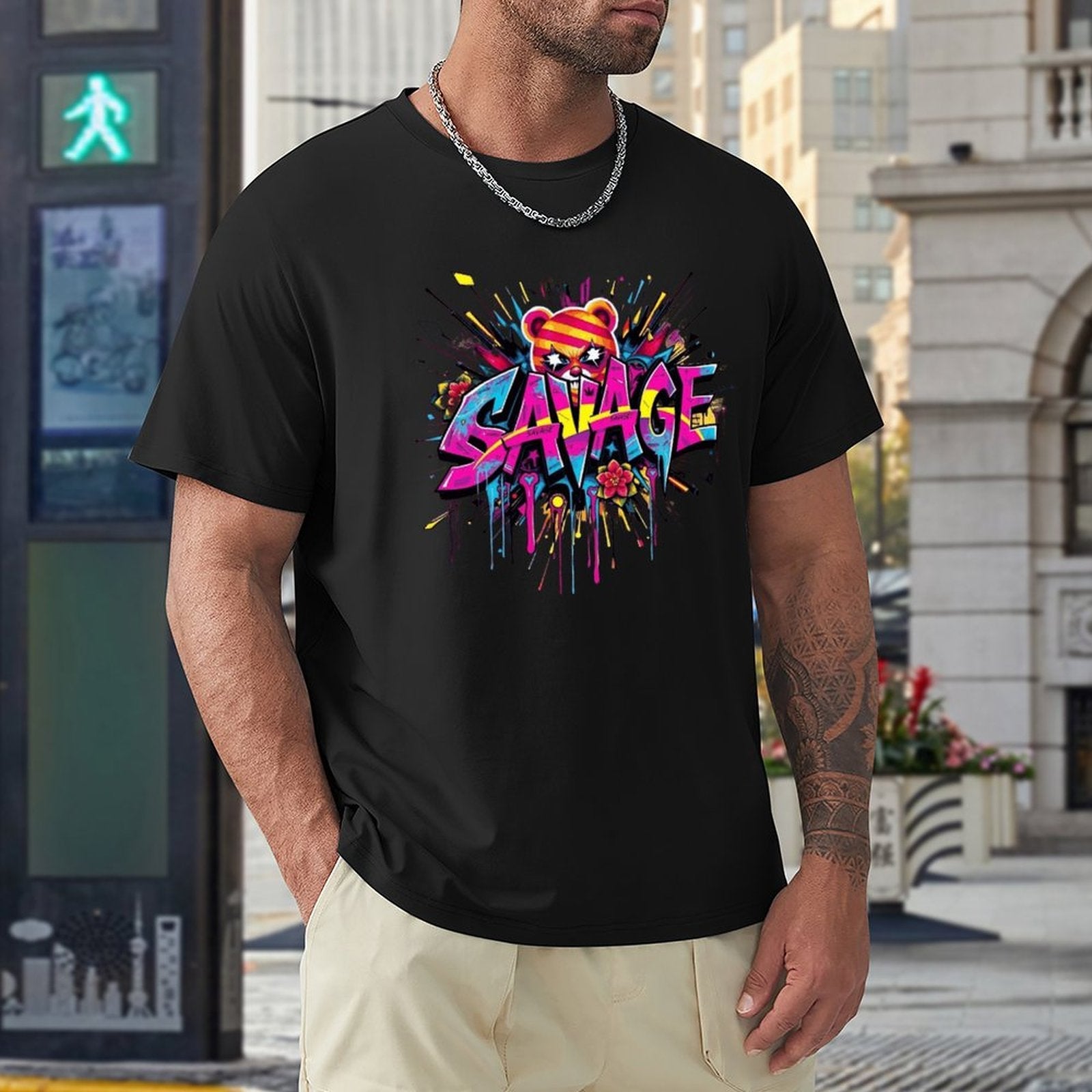 Tee for Men – "Savage" Graphic Streetwear Crown Co.