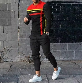 Men's Ethnic Style Printed Long Sleeve Jogger Set