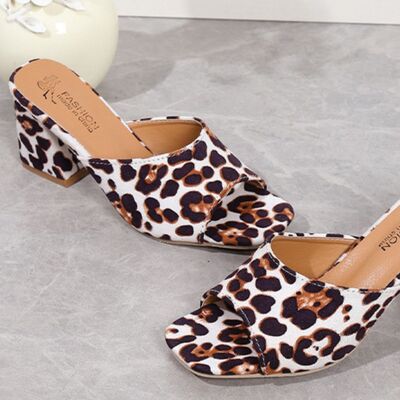 Leopard Block Heels Suede