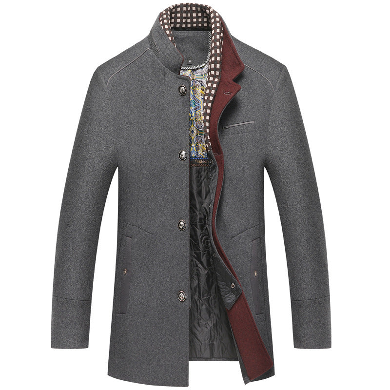 Men's Woolen Coat Thickened Collar Coat