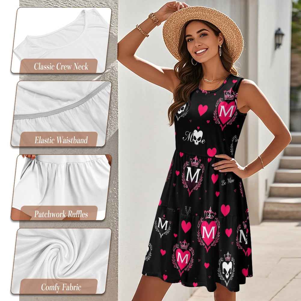 MUNSIEUR Women's Sleeveless Patchwork Dress Valentine's Day Collection
