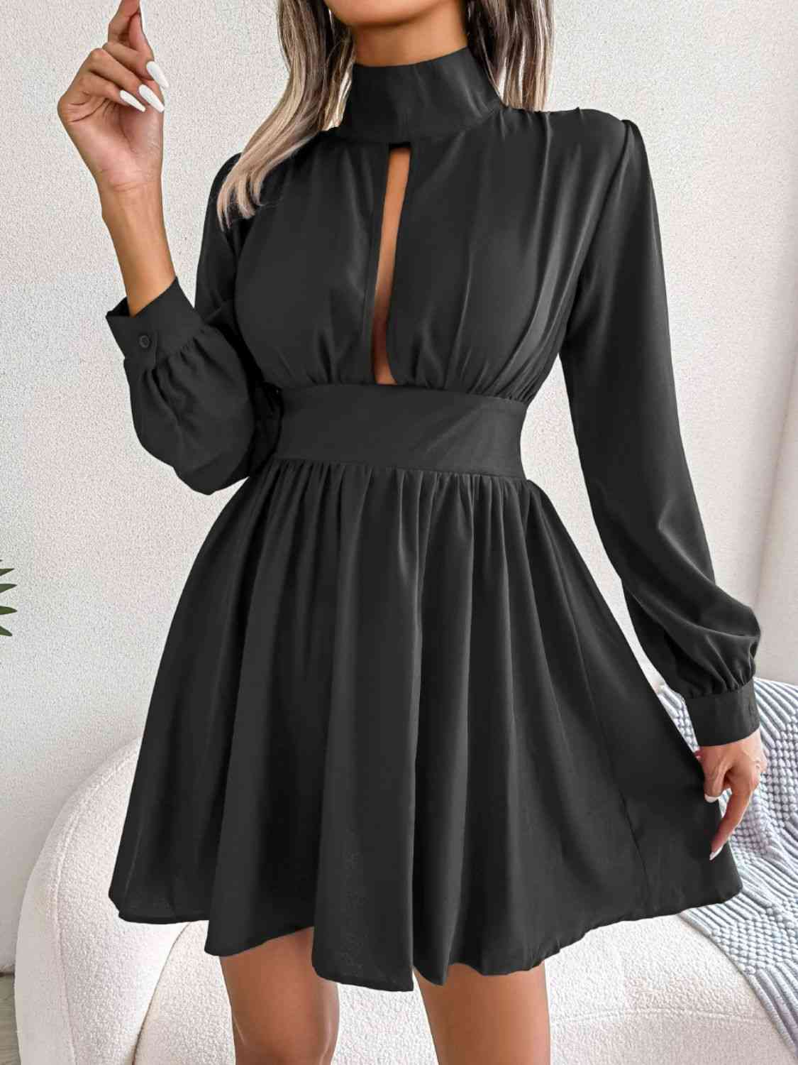 Cutout Turtle A-Line Mini Dress