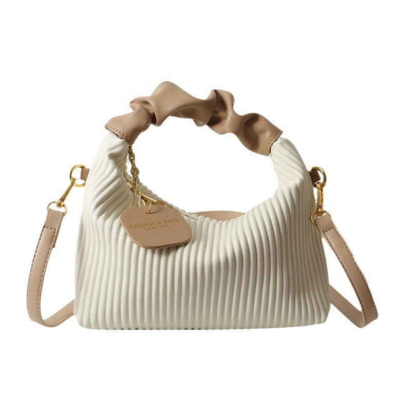 Women's Cloud Crossbody Bag - PU Leather Pleated Tote Bag