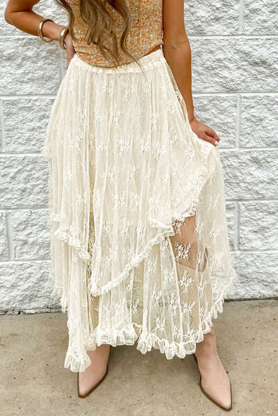 MUNSIEUR Lace Tiered Midi Skirt - Luxury Designer Skirt for Women