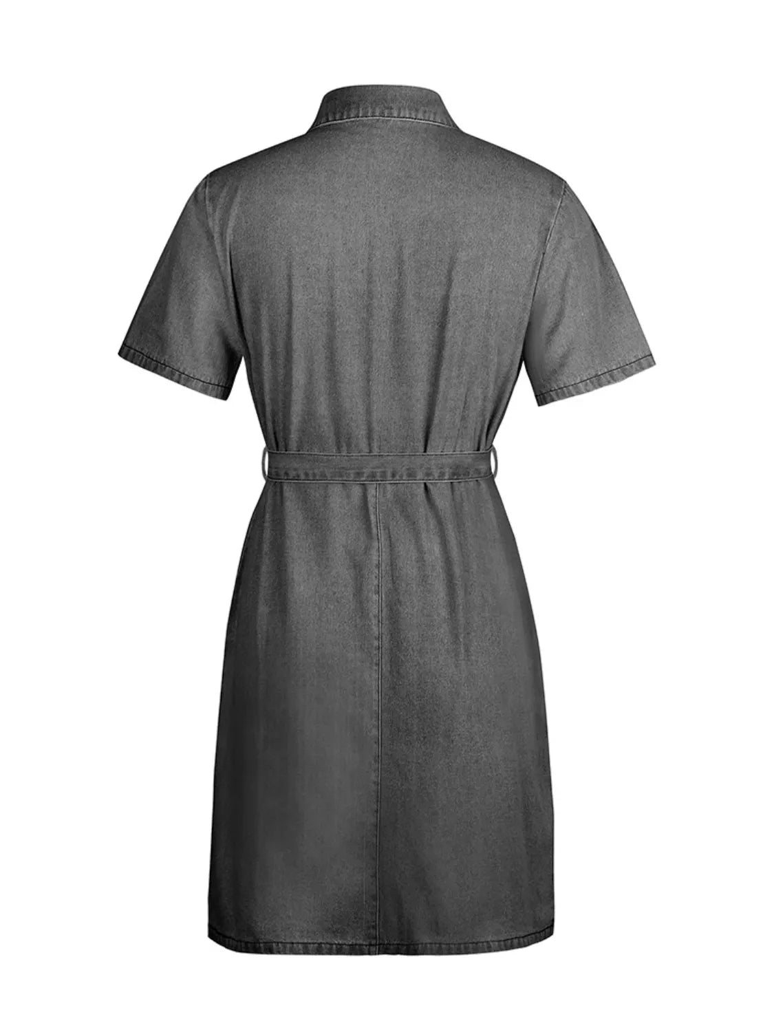 Full Size Zip Front Sleeve Denim Dress Plus Size