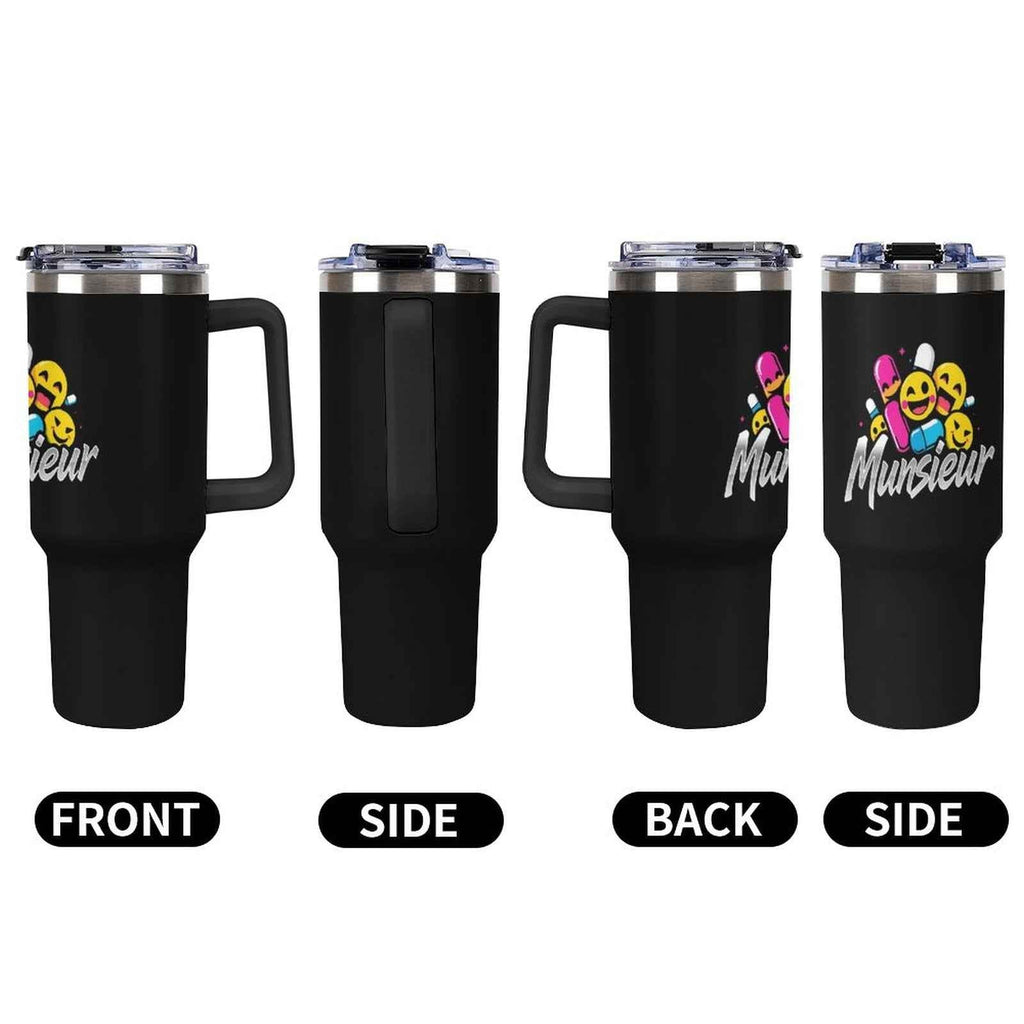 40oz Insulated Tumbler with Handle and Straw Munsieur Nurses Gift Doctors Thermos Accessories