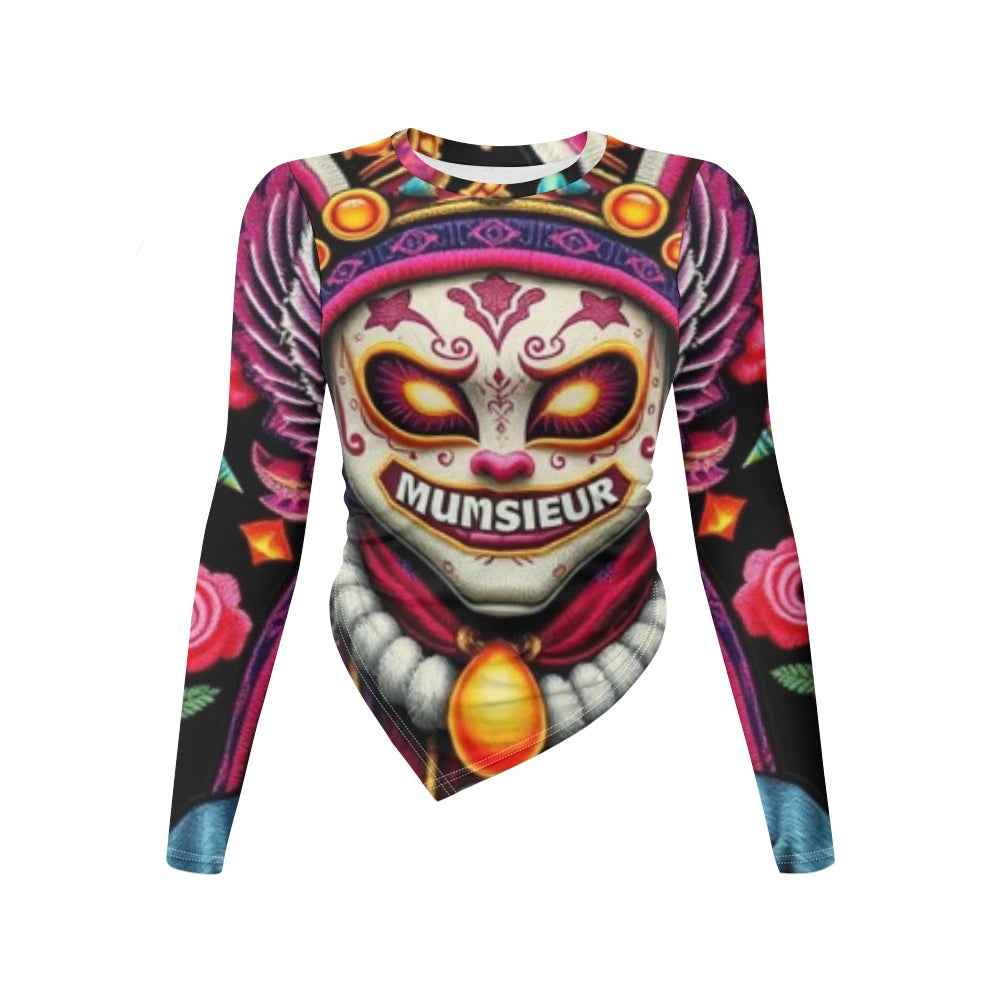 MUNSIEUR Long-Sleeved Round Collar Irregular Slim Fit T- Shirt for Women Easter Collection