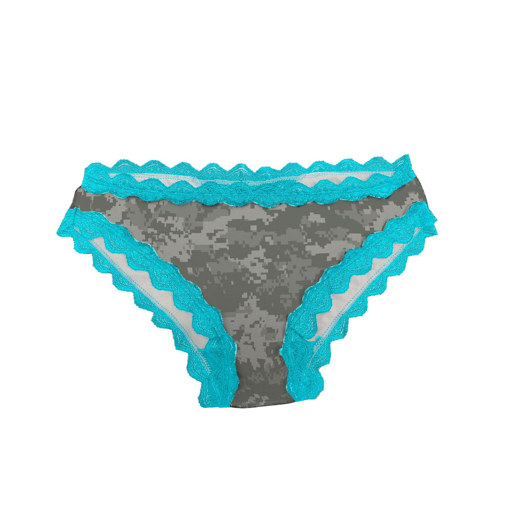 Women's Camo Lace Panty - Atlas Aqua Blue Hunting Underwear - Wilderness Dreams