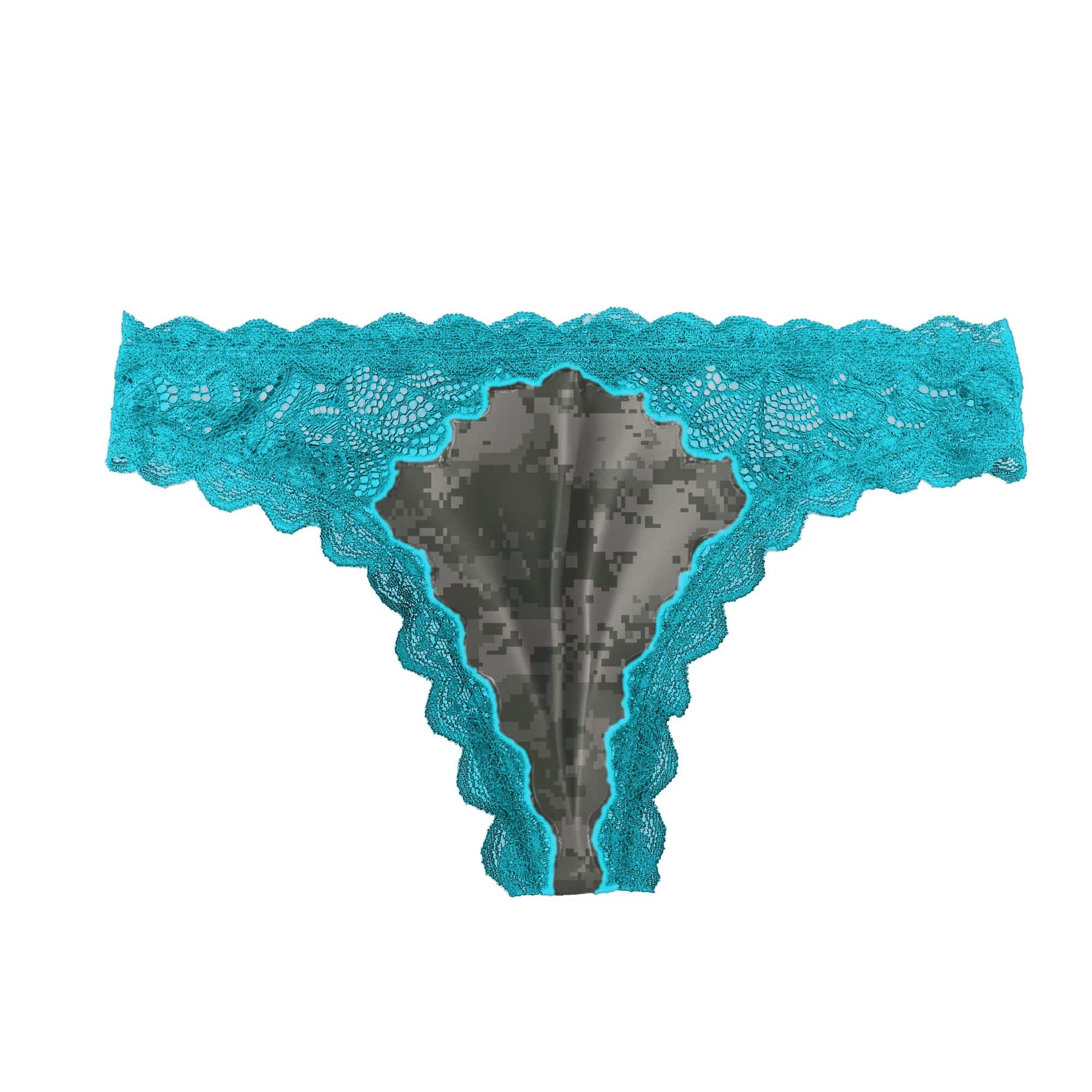 Women's Camo Lace Thong - Atlas Aqua Blue Hunting Underwear - Wilderness Dreams