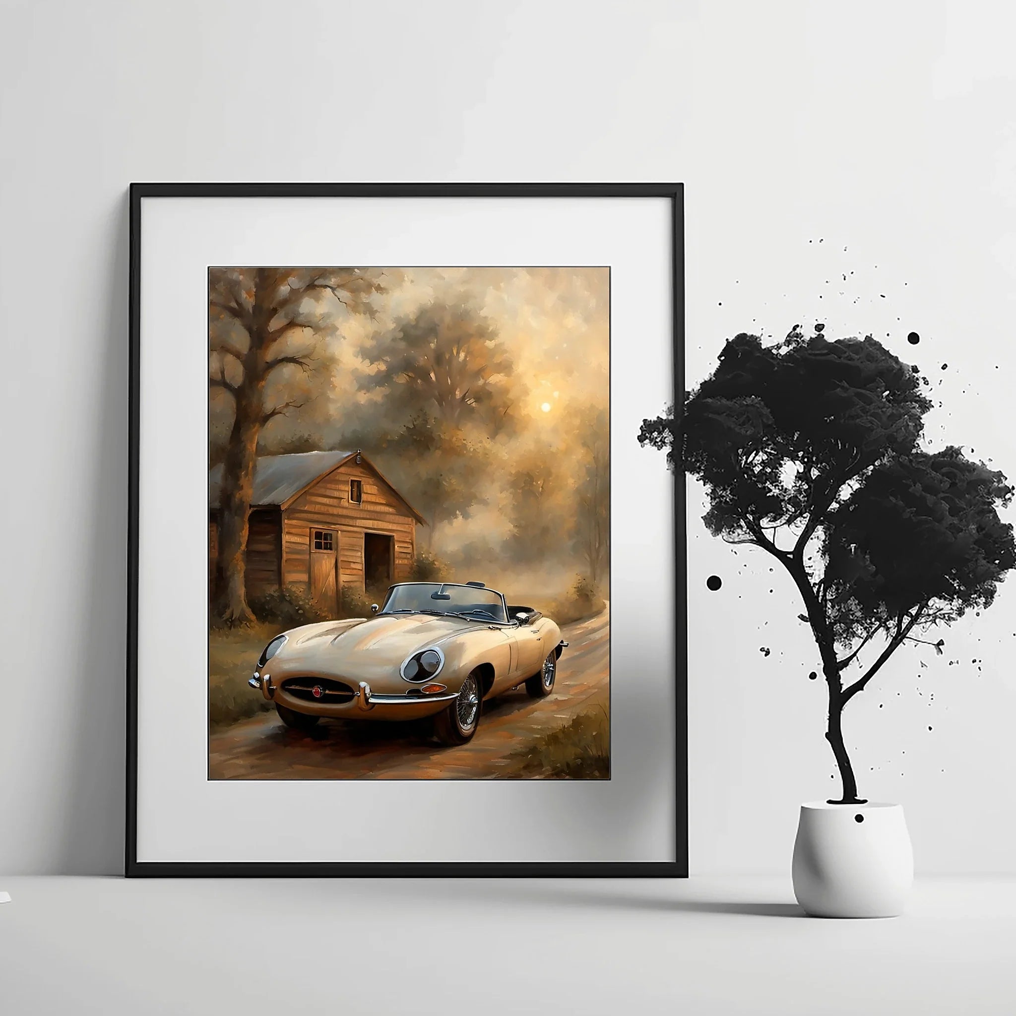 1961 E-Type Racing Beauty - Old Garage Edition | Poster Canvas
