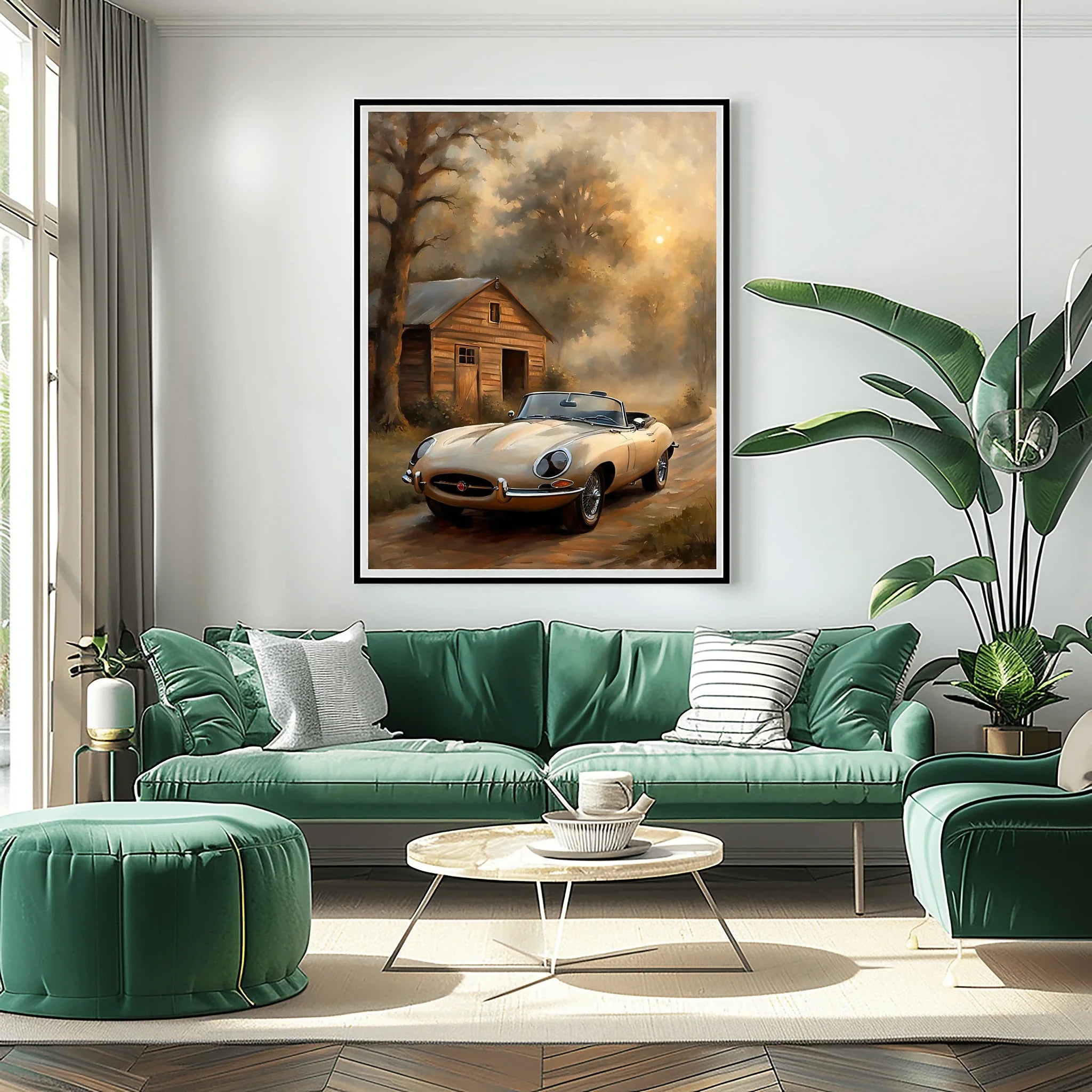 1961 E-Type Racing Beauty - Old Garage Edition | Poster Canvas