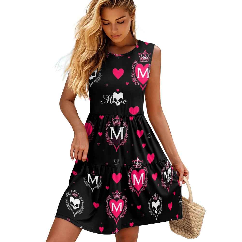 MUNSIEUR Women's Sleeveless Patchwork Dress Valentine's Day Collection