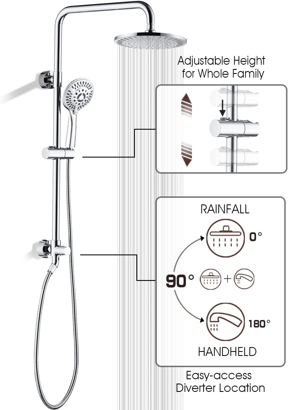 Shower System With Rain shower and Handheld Shower head,Hose