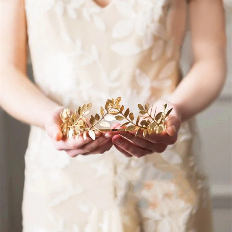 Gold Leaf Tiara Crown - Greek Goddess Vine Headdress for Bridal & Cosplay