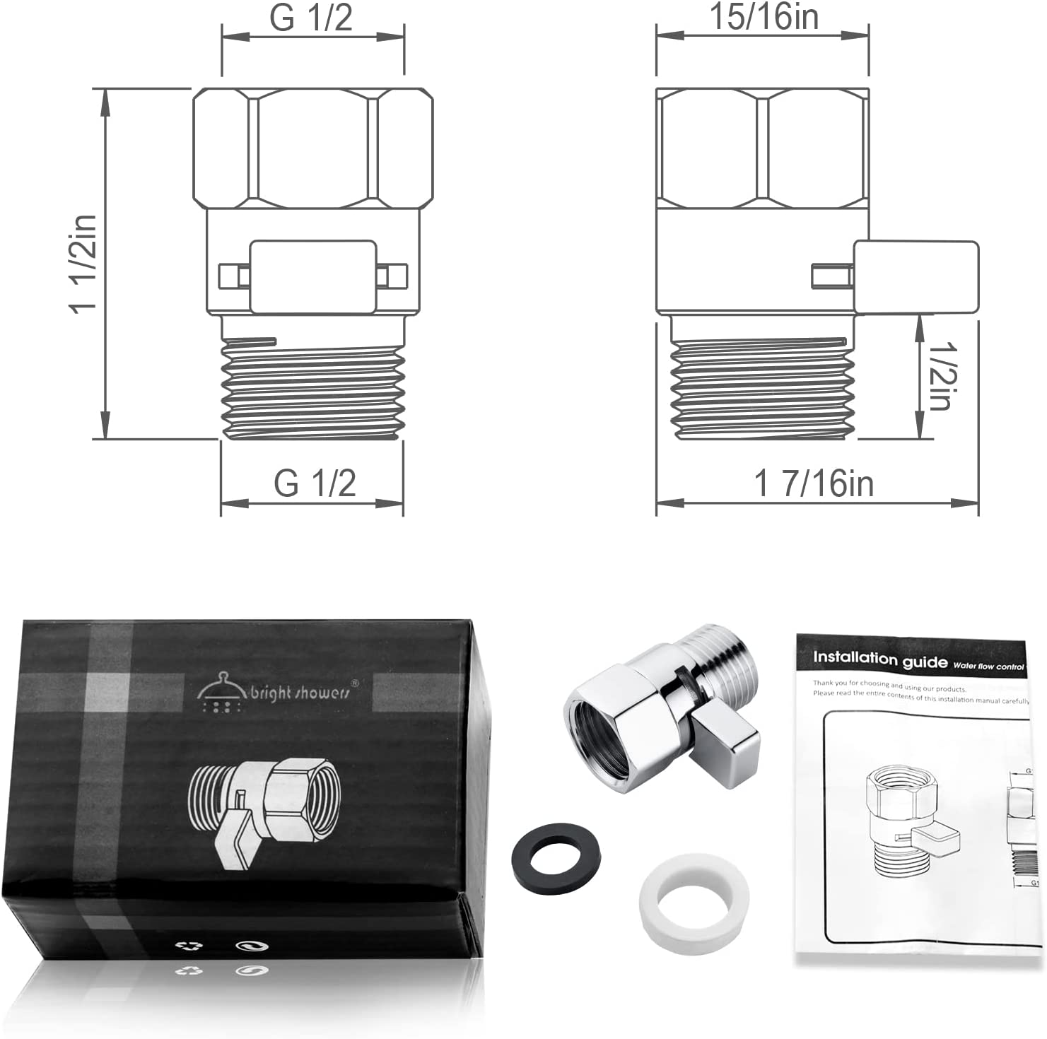Brass Shower Flow Control Valve with G1/2 Connections