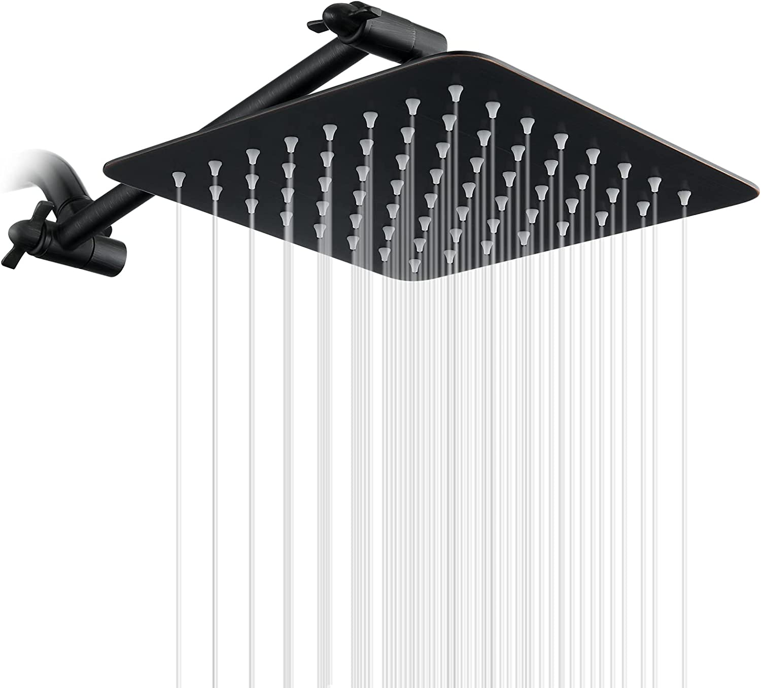 8 Inch Square Rainfall Showerhead with 10 Inch Adjustable Extension Arm