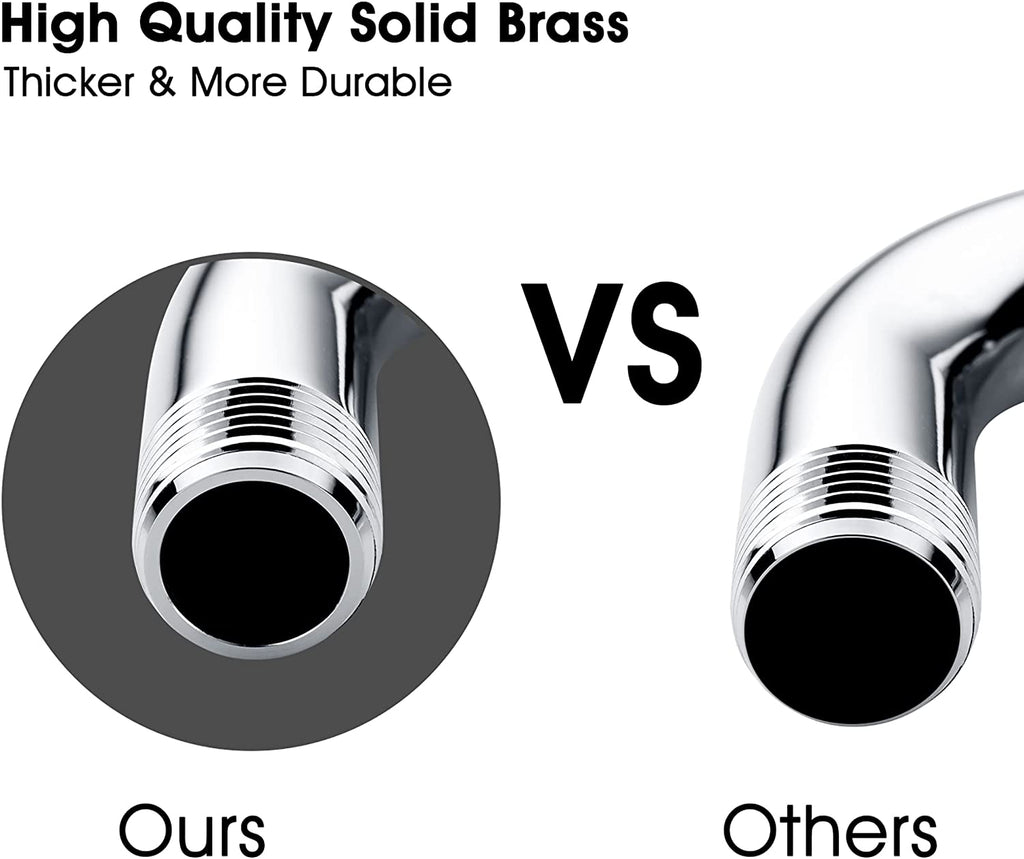 6-Inch Solid Brass Shower Arm with Universal G1/2 Connection