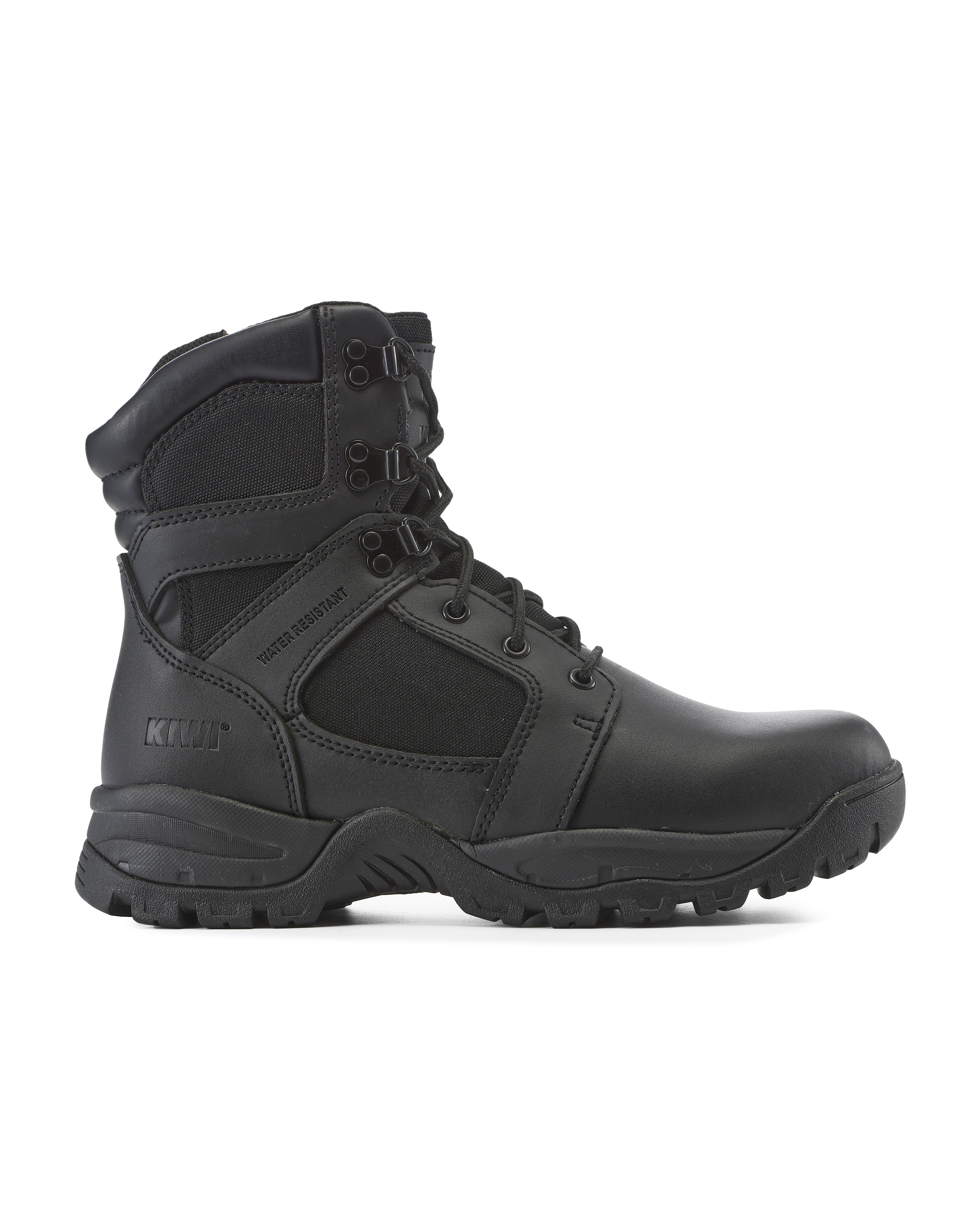 Kiwi Rugged Black Action Leather 7" Steel Toe Zipped Water Resistant Tactical Boots [R60500]
