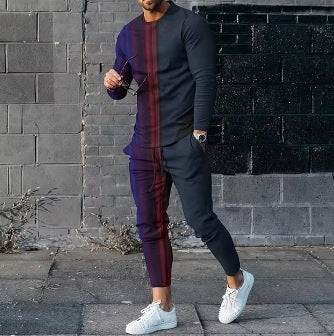 Men's Ethnic Style Printed Long Sleeve Jogger Set