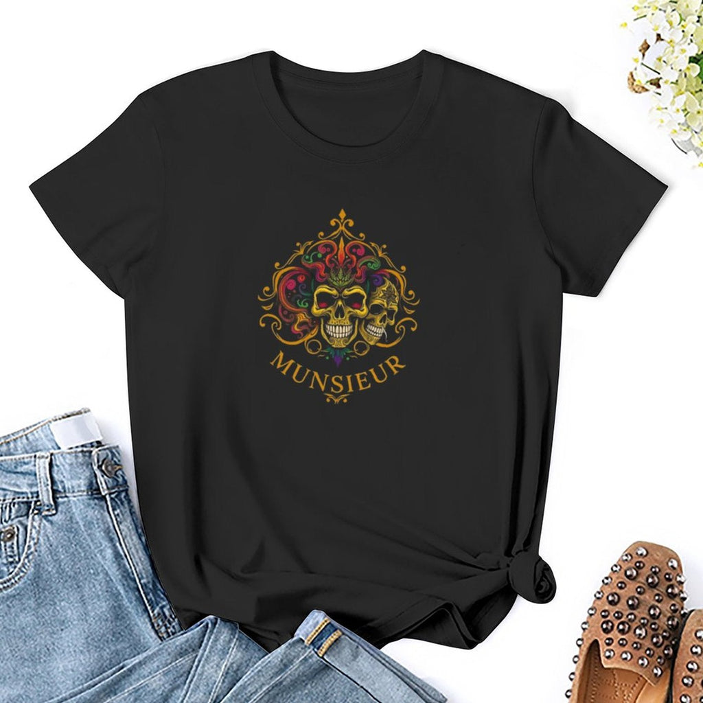 Munsieur Women's T-shirt "Mardi Gras" Designer Streetwear for Her Embroidered