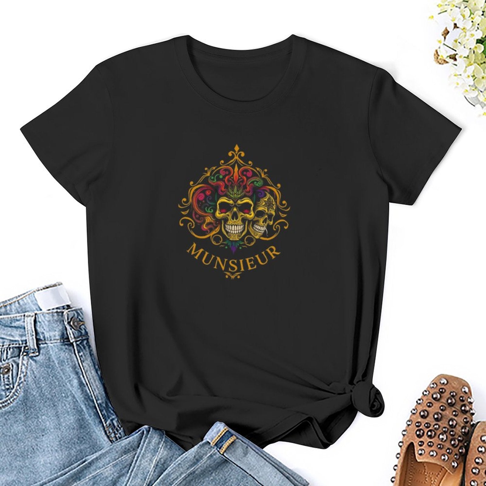Munsieur Women's T-shirt "Mardi Gras" Designer Streetwear for Her Embroidered
