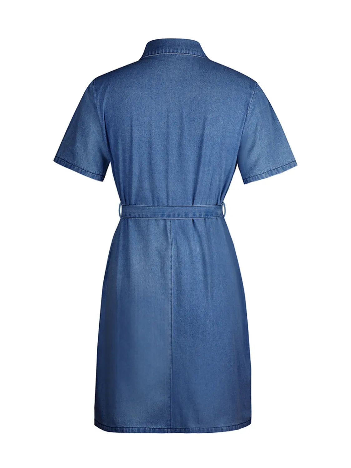 Full Size Zip Front Sleeve Denim Dress Plus Size