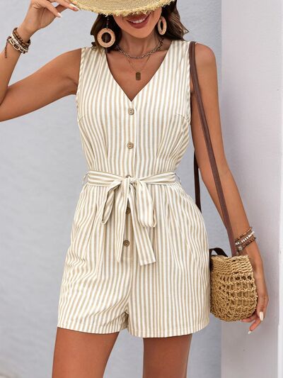 Women's Striped Romper summer outfit