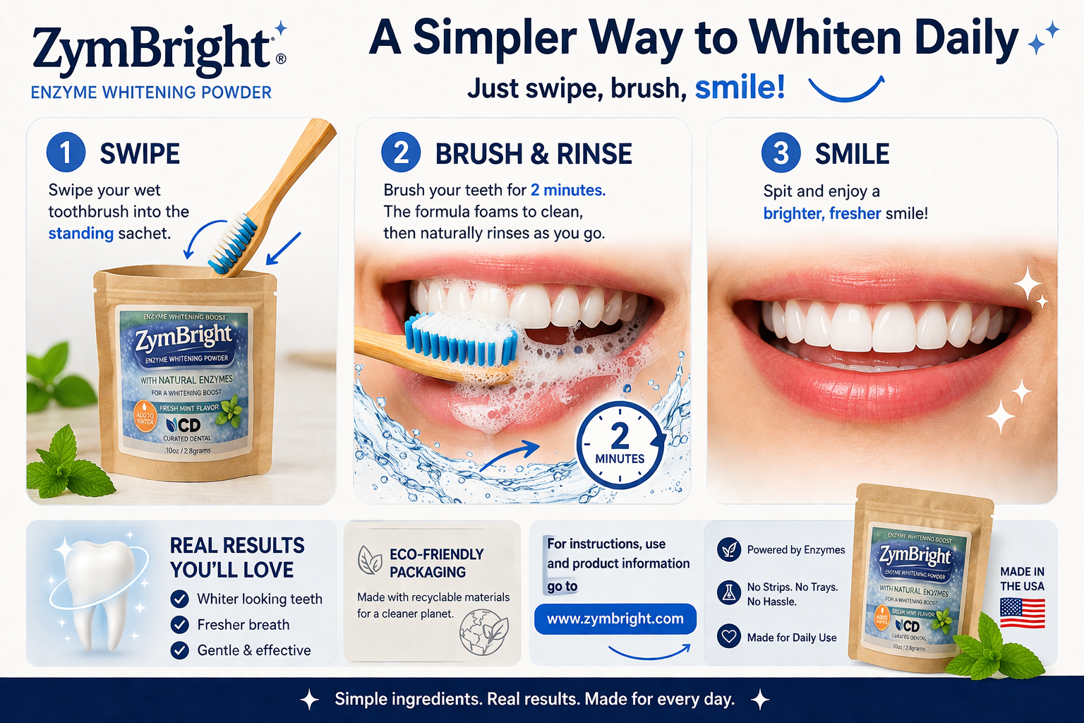 ✨🦷 ZymBright™ Enzyme Whitening Powder — Daily Whitening Solution 🌿♻️ 🚀 Available Today!
