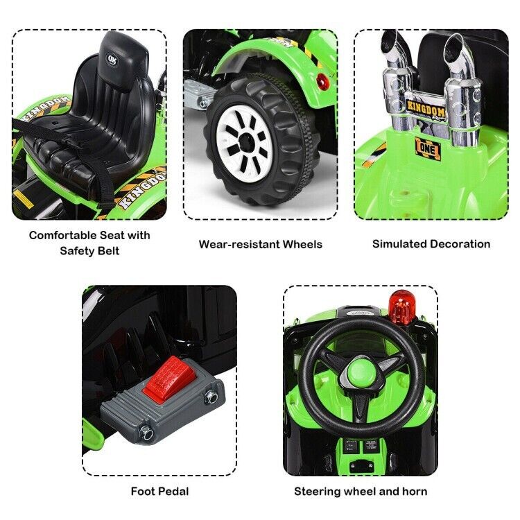 66 lbs Durable 12V Battery-Powered Kids Ride-On Dumper Truck in Green
