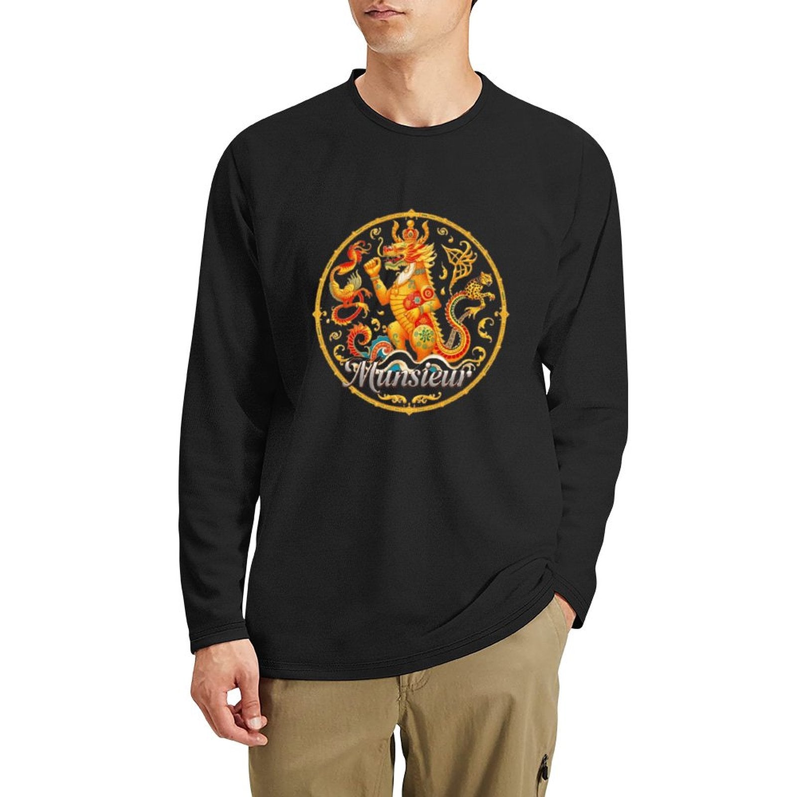 Munsieur Long Sleeve Tee for Men: Luxe Fabric, Tailored Fit