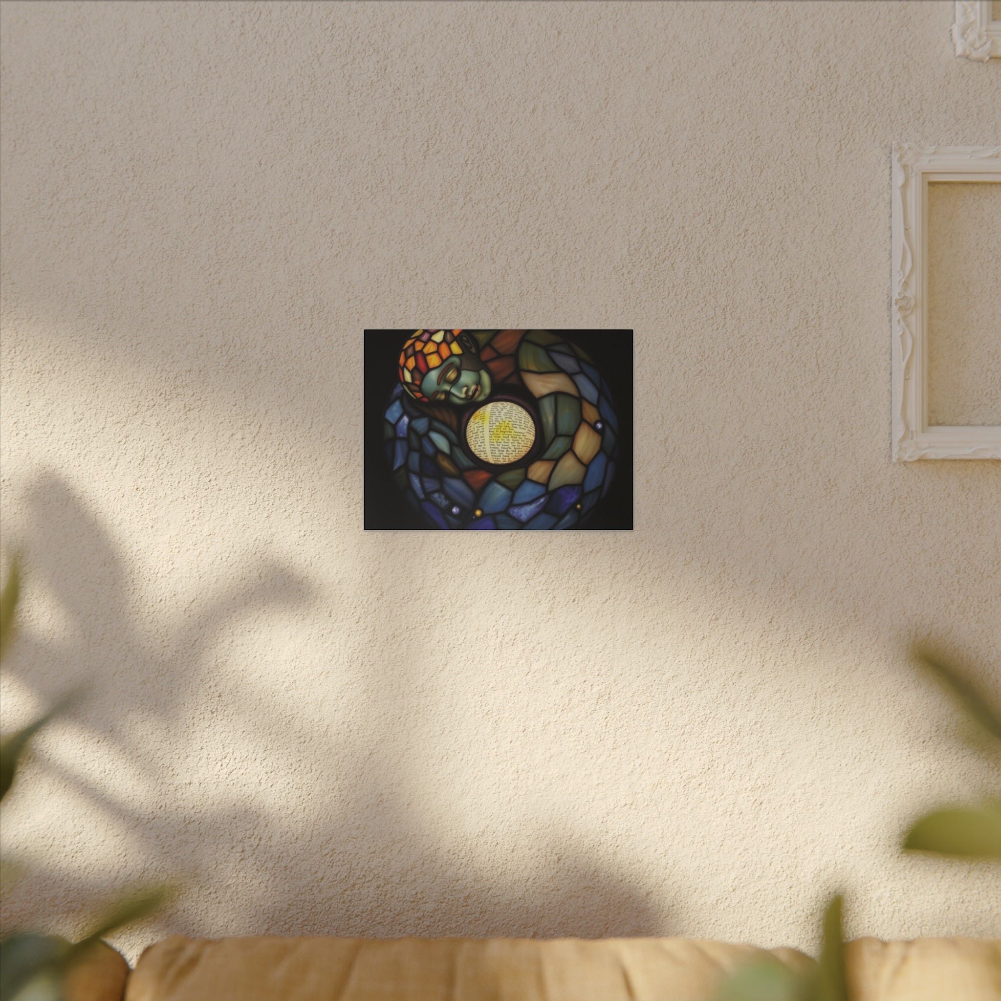 Stained Glass Canvas Art, Home Decor, Spiritual Wall Art, Gift for Meditation, Colorful Artwork for Living Room