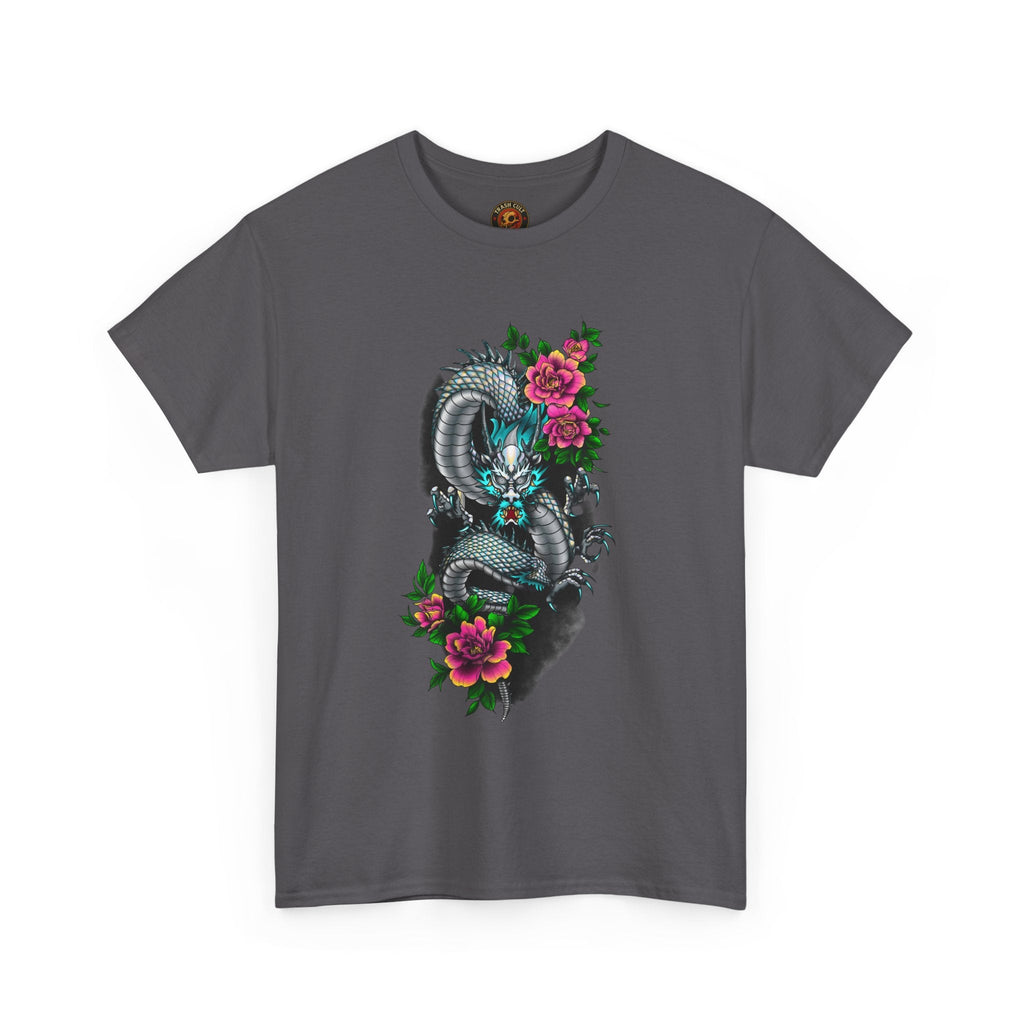 Mythic Dragon & Peonies Tattoo T-Shirt – Lara Davenport x Trash Cult Supply Co. Collab (Gildan 5000)