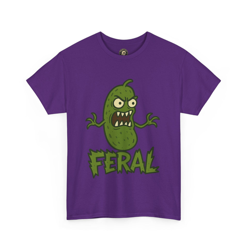 Feral Pickle Cartoon Tee – Trashcore Angry Pickle Shirt – Gildan 5000 Unisex Heavy Cotton